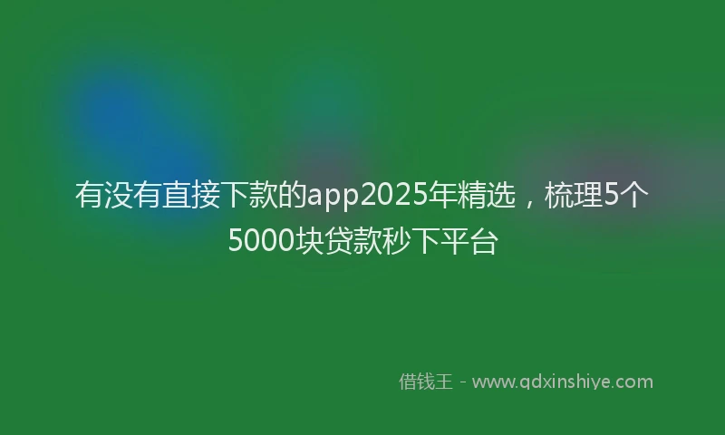 有没有直接下款的app2025年精选，梳理5个5000块贷款秒下平台