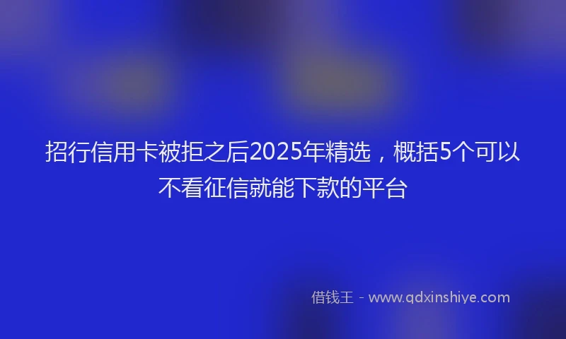 招行信用卡被拒之后2025年精选，概括5个可以不看征信就能下款的平台