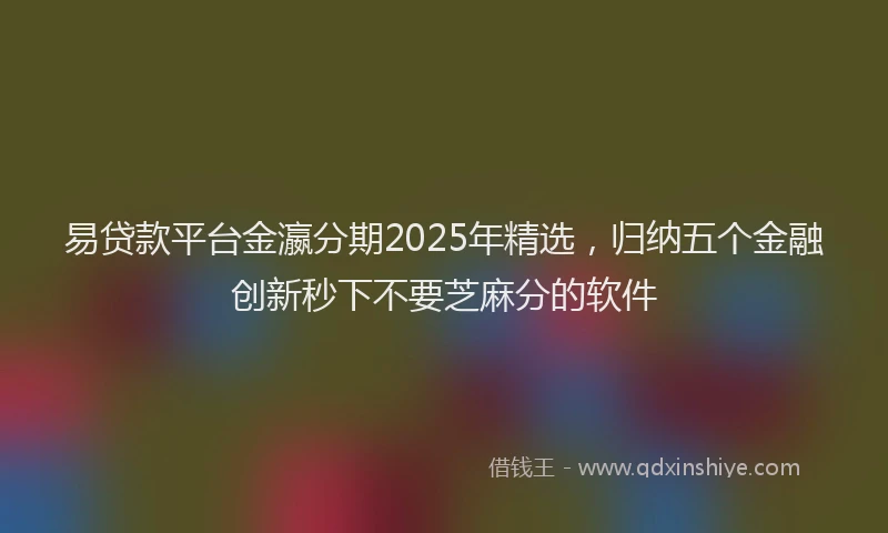 易贷款平台金瀛分期2025年精选，归纳五个金融创新秒下不要芝麻分的软件