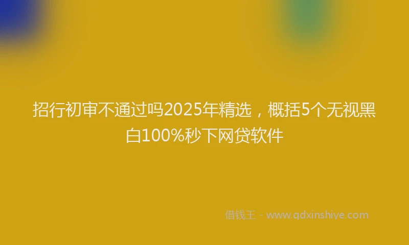 招行初审不通过吗2025年精选，概括5个无视黑白100%秒下网贷软件