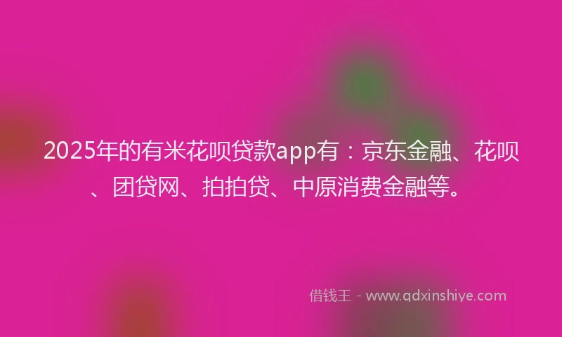 2025年的有米花呗贷款app有：京东金融、花呗、团贷网、拍拍贷、中原消费金融等。