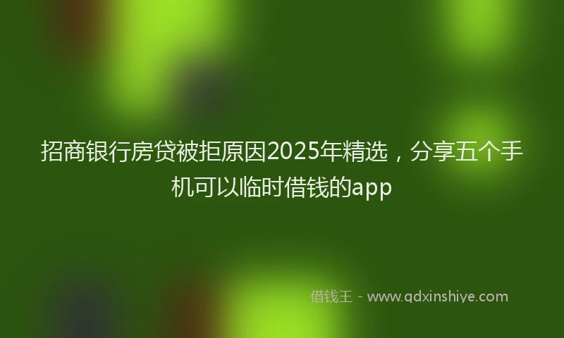 招商银行房贷被拒原因2025年精选，分享五个手机可以临时借钱的app