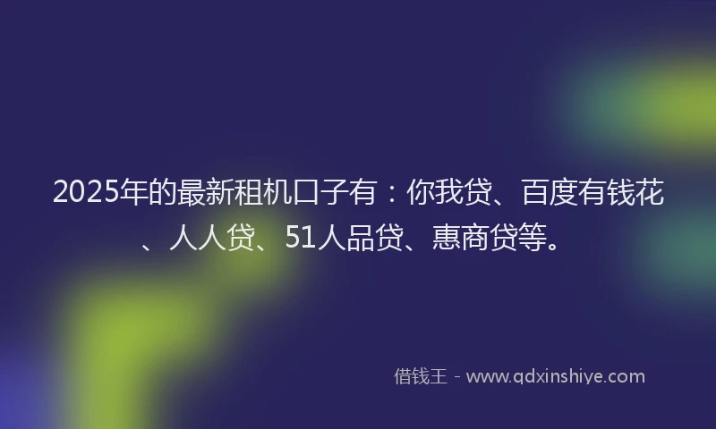 2025年的最新租机口子有：你我贷、百度有钱花、人人贷、51人品贷、惠商贷等。