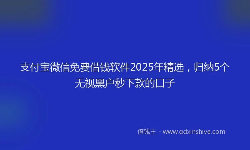 支付宝微信免费借钱软件2025年精选，归纳5个无视黑户秒下款的口子