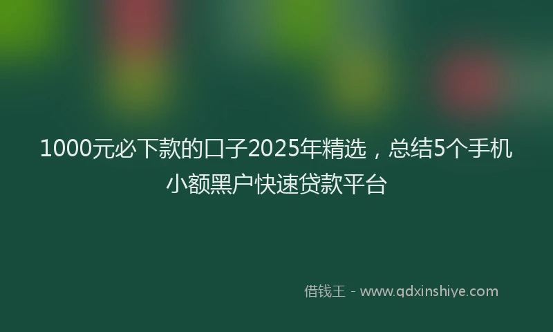 1000元必下款的口子2025年精选，总结5个手机小额黑户快速贷款平台