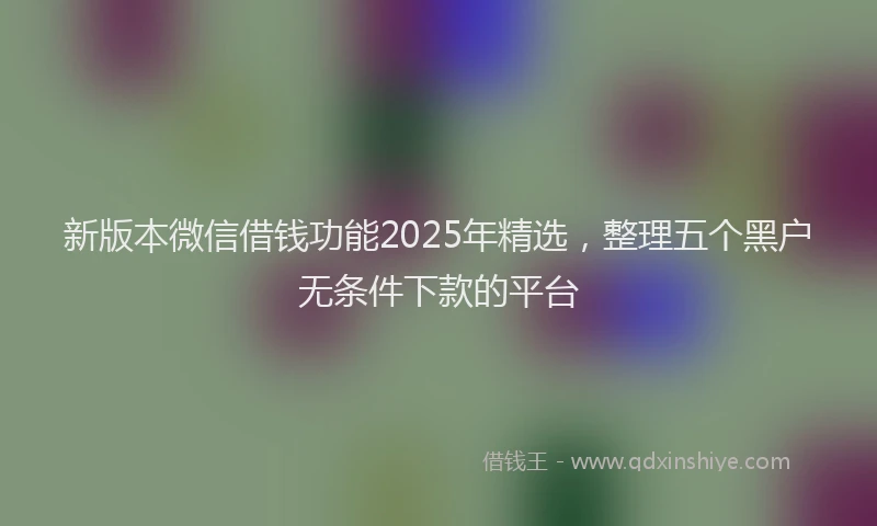 新版本微信借钱功能2025年精选，整理五个黑户无条件下款的平台