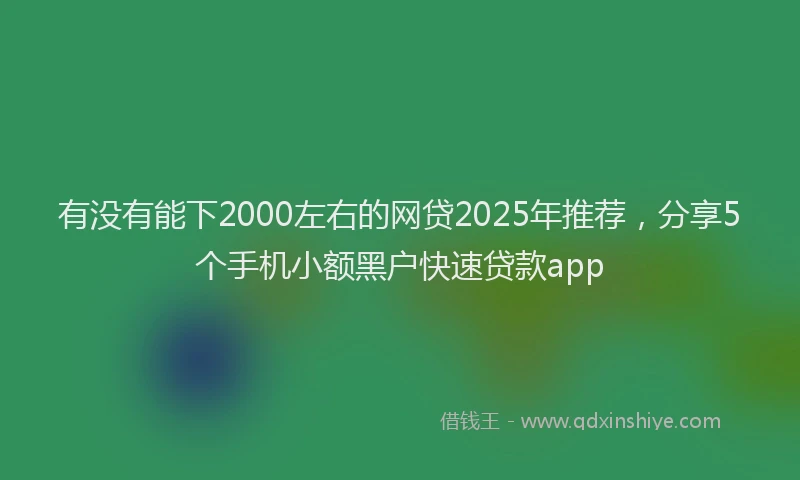 有没有能下2000左右的网贷2025年推荐，分享5个手机小额黑户快速贷款app