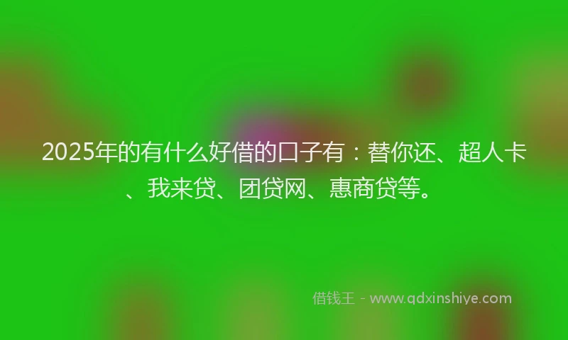2025年的有什么好借的口子有：替你还、超人卡、我来贷、团贷网、惠商贷等。