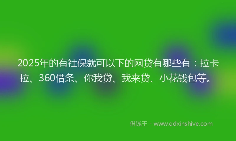 2025年的有社保就可以下的网贷有哪些有：拉卡拉、360借条、你我贷、我来贷、小花钱包等。