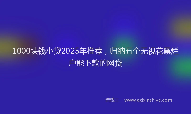 1000块钱小贷2025年推荐，归纳五个无视花黑烂户能下款的网贷