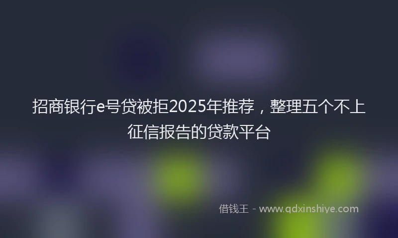 招商银行e号贷被拒2025年推荐，整理五个不上征信报告的贷款平台