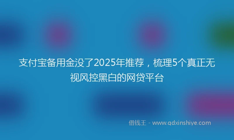 支付宝备用金没了2025年推荐，梳理5个真正无视风控黑白的网贷平台