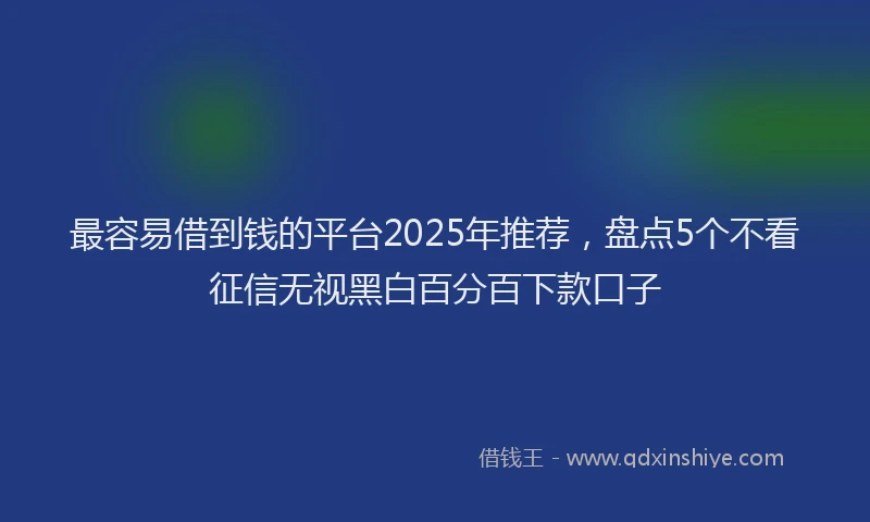 最容易借到钱的平台2025年推荐，盘点5个不看征信无视黑白百分百下款口子