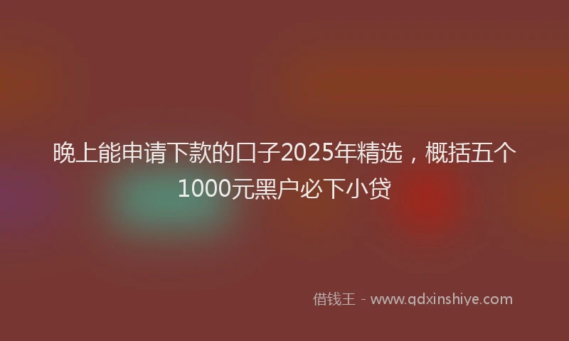 晚上能申请下款的口子2025年精选，概括五个1000元黑户必下小贷