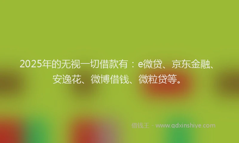 2025年的无视一切借款有：e微贷、京东金融、安逸花、微博借钱、微粒贷等。