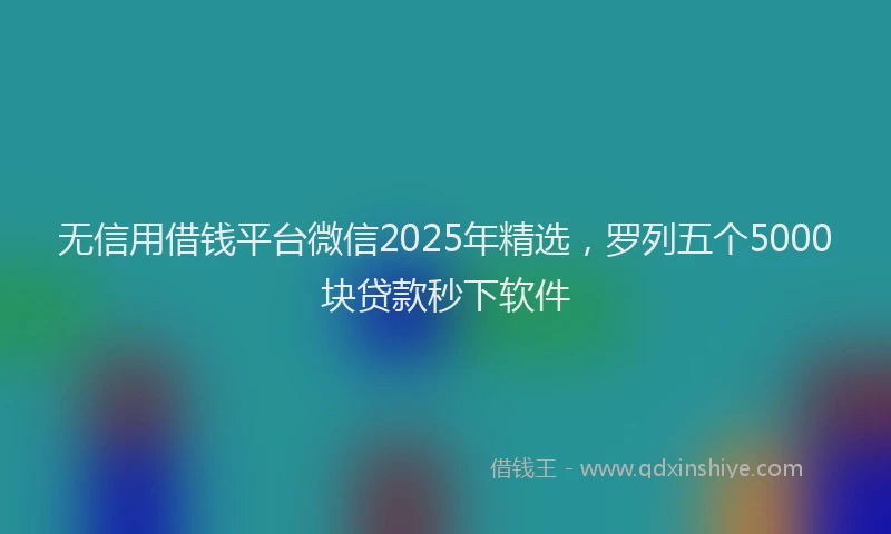 无信用借钱平台微信2025年精选，罗列五个5000块贷款秒下软件