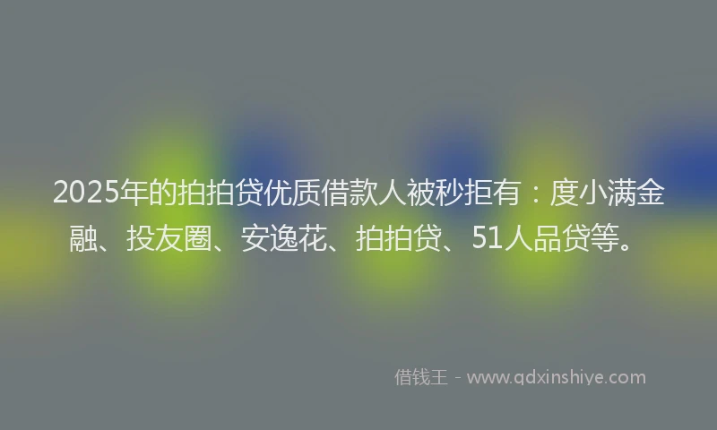 2025年的拍拍贷优质借款人被秒拒有：度小满金融、投友圈、安逸花、拍拍贷、51人品贷等。