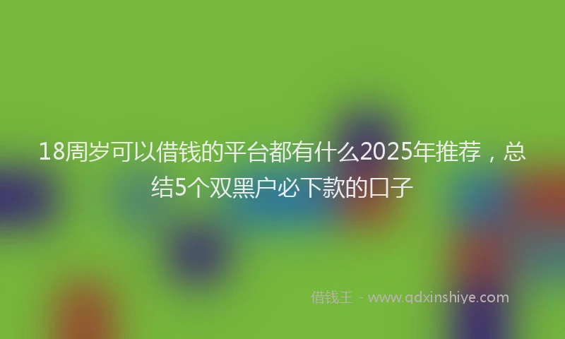 18周岁可以借钱的平台都有什么2025年推荐，总结5个双黑户必下款的口子