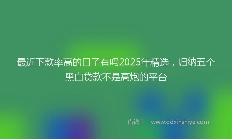 最近下款率高的口子有吗2025年精选，归纳五个黑白贷款不是高炮的平台