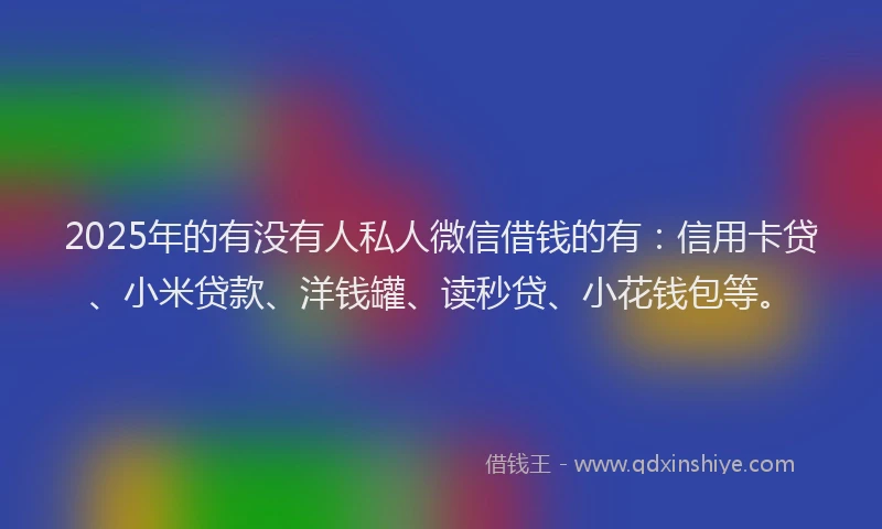2025年的有没有人私人微信借钱的有：信用卡贷、小米贷款、洋钱罐、读秒贷、小花钱包等。