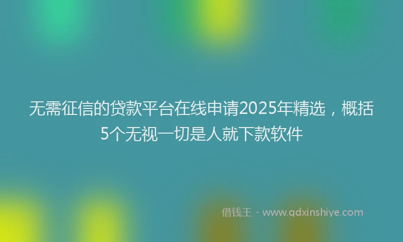 无需征信的贷款平台在线申请2025年精选，概括5个无视一切是人就下款软件