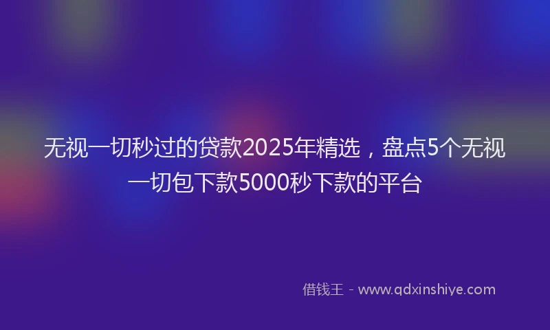无视一切秒过的贷款2025年精选，盘点5个无视一切包下款5000秒下款的平台