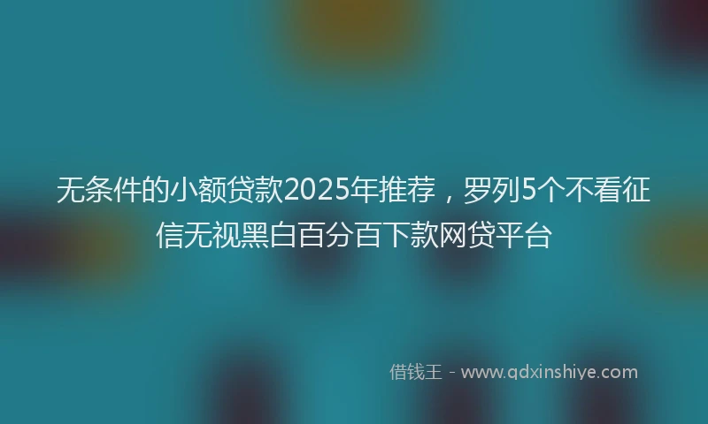 无条件的小额贷款2025年推荐，罗列5个不看征信无视黑白百分百下款网贷平台