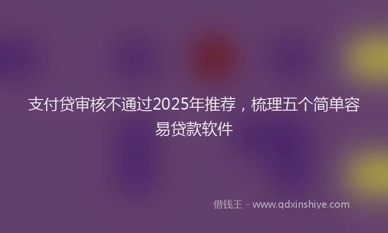 支付贷审核不通过2025年推荐，梳理五个简单容易贷款软件