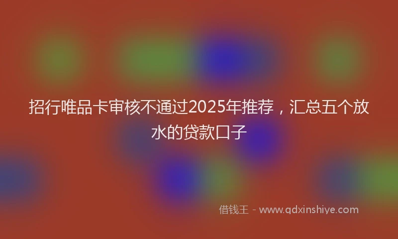招行唯品卡审核不通过2025年推荐，汇总五个放水的贷款口子
