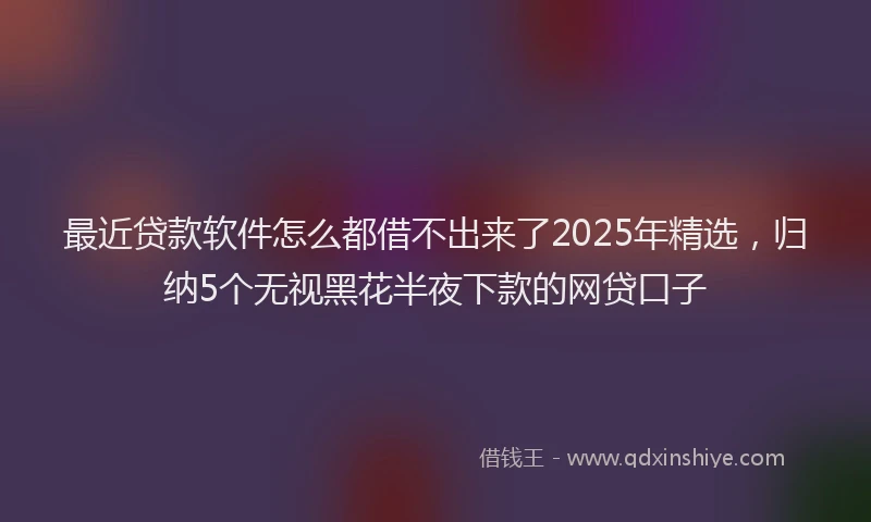 最近贷款软件怎么都借不出来了2025年精选，归纳5个无视黑花半夜下款的网贷口子