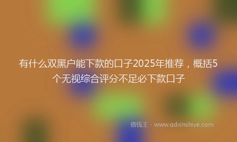 有什么双黑户能下款的口子2025年推荐，概括5个无视综合评分不足必下款口子