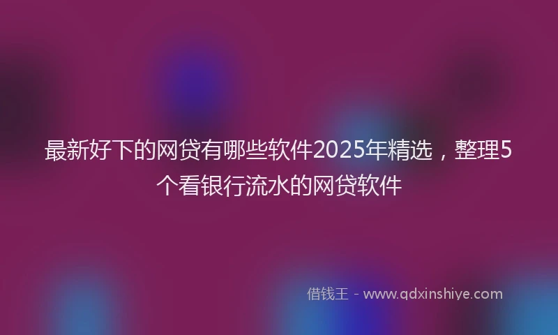 最新好下的网贷有哪些软件2025年精选，整理5个看银行流水的网贷软件