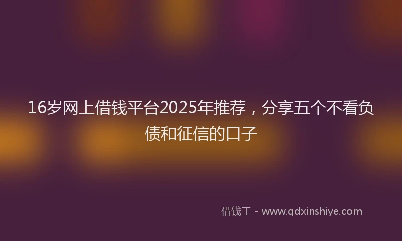 16岁网上借钱平台2025年推荐，分享五个不看负债和征信的口子