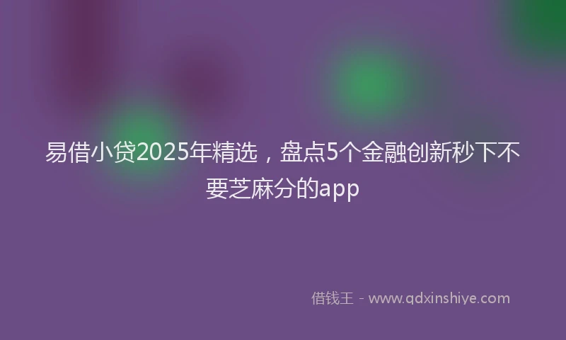 易借小贷2025年精选，盘点5个金融创新秒下不要芝麻分的app