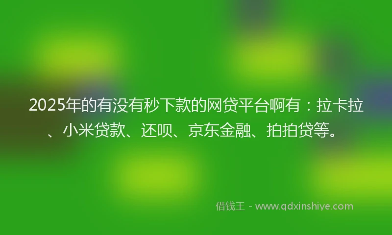 2025年的有没有秒下款的网贷平台啊有：拉卡拉、小米贷款、还呗、京东金融、拍拍贷等。