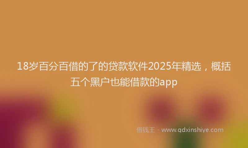 18岁百分百借的了的贷款软件2025年精选，概括五个黑户也能借款的app