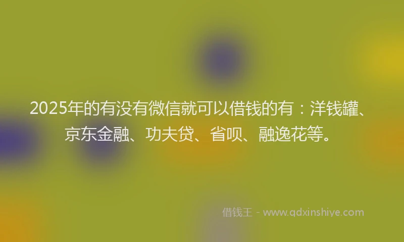 2025年的有没有微信就可以借钱的有：洋钱罐、京东金融、功夫贷、省呗、融逸花等。