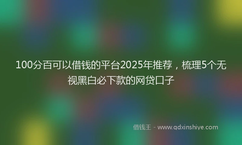 100分百可以借钱的平台2025年推荐，梳理5个无视黑白必下款的网贷口子