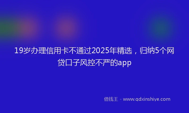 19岁办理信用卡不通过2025年精选，归纳5个网贷口子风控不严的app