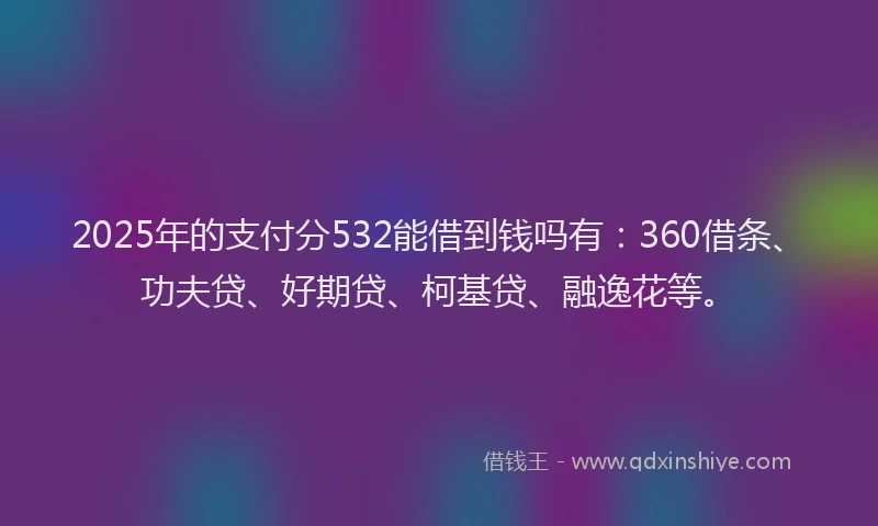 2025年的支付分532能借到钱吗有：360借条、功夫贷、好期贷、柯基贷、融逸花等。