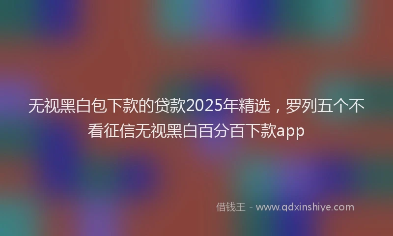 无视黑白包下款的贷款2025年精选，罗列五个不看征信无视黑白百分百下款app