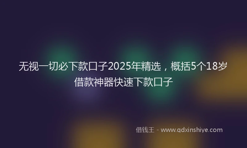 无视一切必下款口子2025年精选，概括5个18岁借款神器快速下款口子