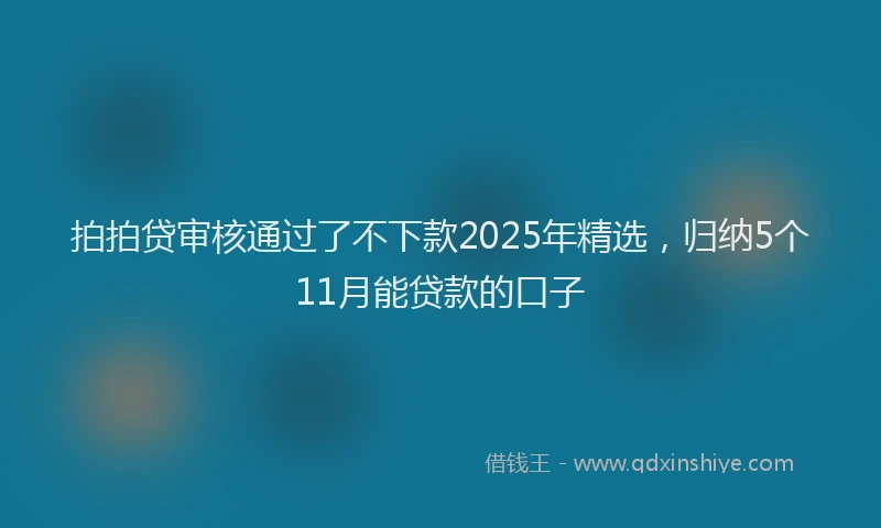 拍拍贷审核通过了不下款2025年精选，归纳5个11月能贷款的口子