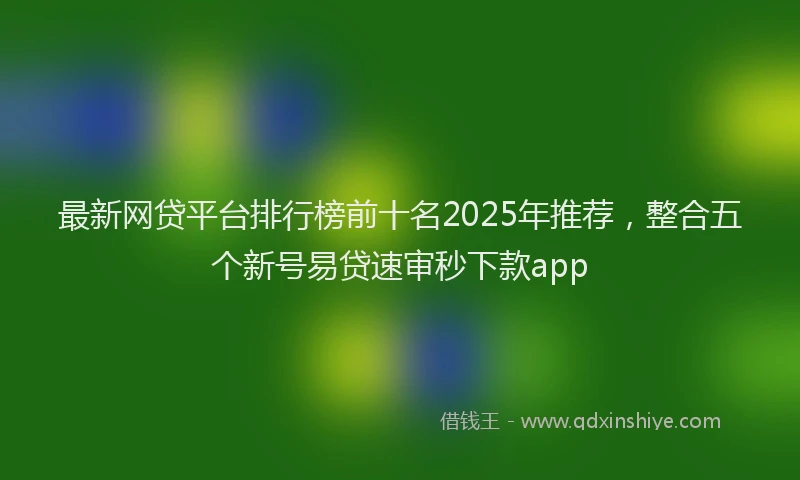 最新网贷平台排行榜前十名2025年推荐，整合五个新号易贷速审秒下款app