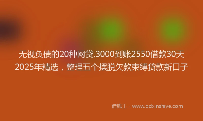 无视负债的20种网贷,3000到账2550借款30天2025年精选，整理五个摆脱欠款束缚贷款新口子