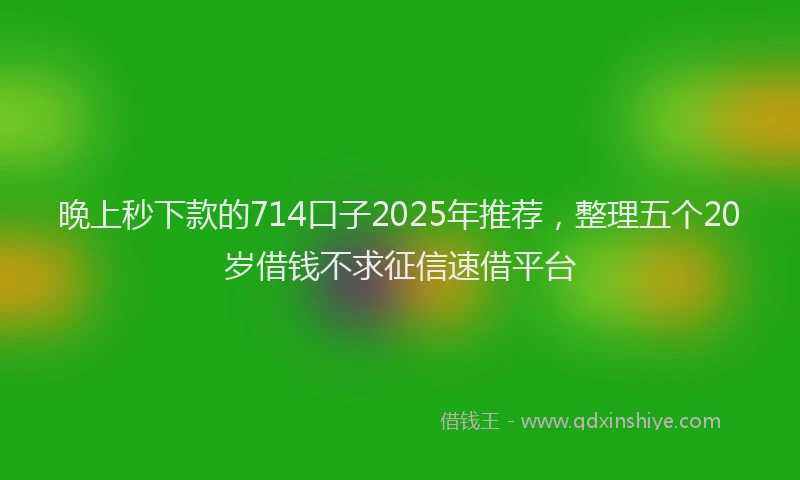 晚上秒下款的714口子2025年推荐，整理五个20岁借钱不求征信速借平台