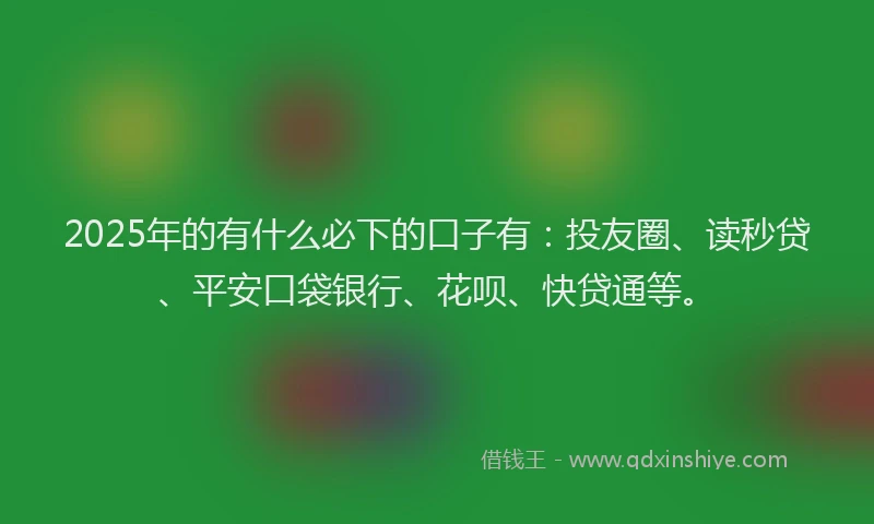 2025年的有什么必下的口子有：投友圈、读秒贷、平安口袋银行、花呗、快贷通等。