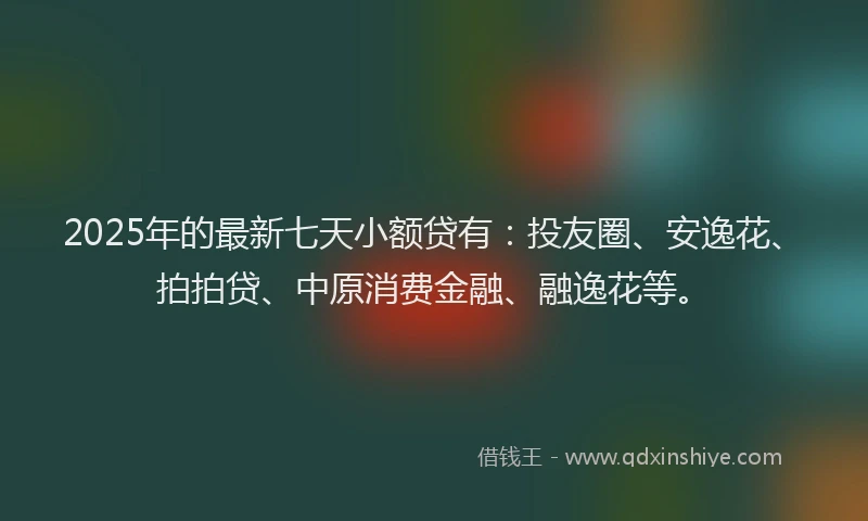 2025年的最新七天小额贷有：投友圈、安逸花、拍拍贷、中原消费金融、融逸花等。