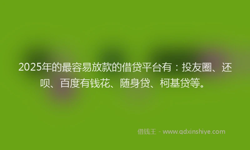 2025年的最容易放款的借贷平台有：投友圈、还呗、百度有钱花、随身贷、柯基贷等。