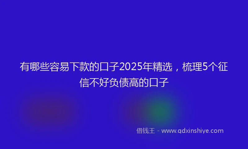有哪些容易下款的口子2025年精选，梳理5个征信不好负债高的口子